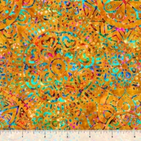 Zanzibar Mandalas Multi on Copper Fabric