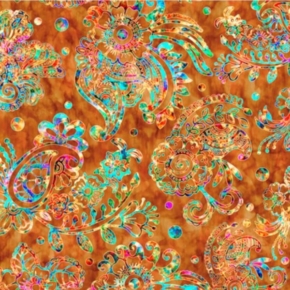 Zanzibar Paisley Stripe Multi on Amber Fabric