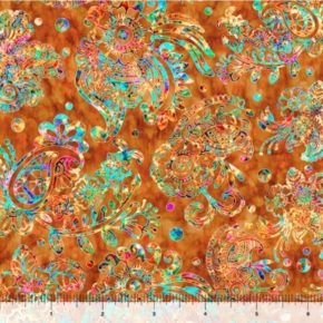 Zanzibar Paisley Stripe Multi on Amber Fabric