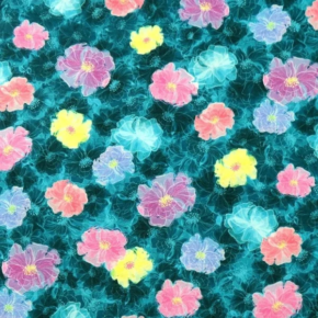 Rachel Tossed Floral on Turquoise Fabric