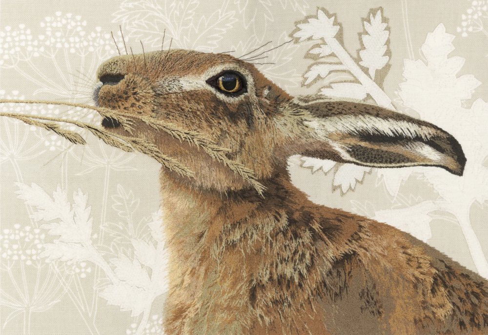 Embroidered Hare & Wheat