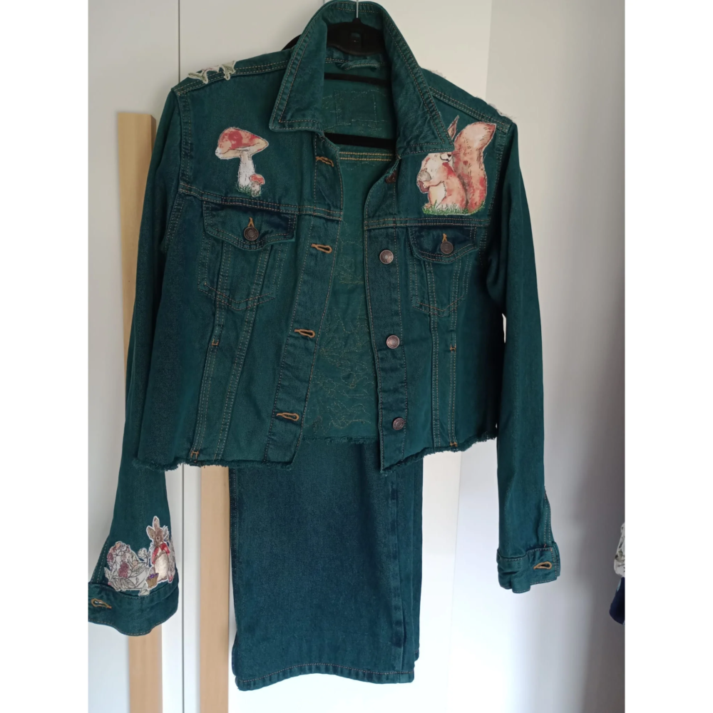 Hand dyed woodland applique Jacket