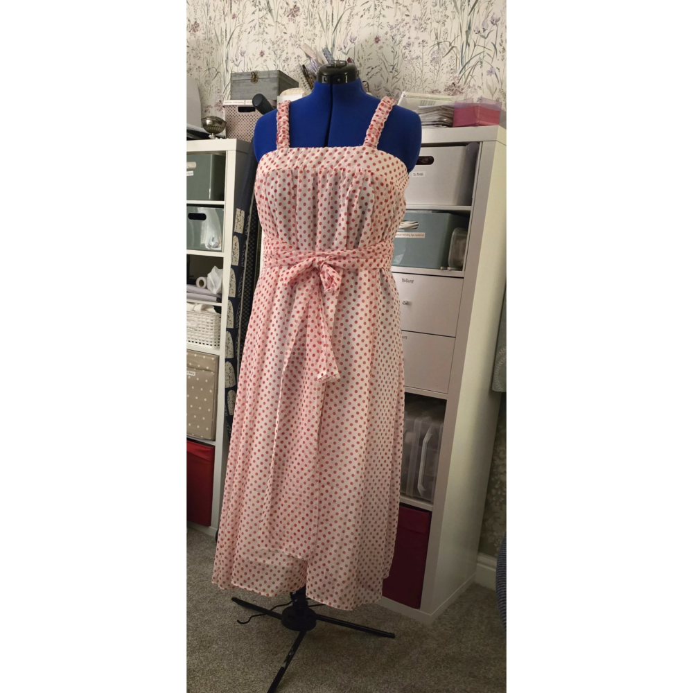 Polkadot chiffon rescue dress