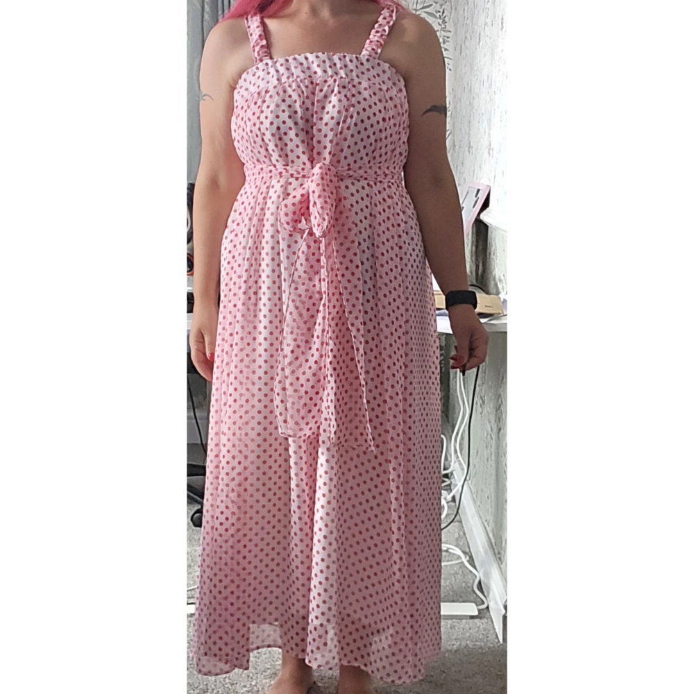 Polkadot chiffon rescue dress