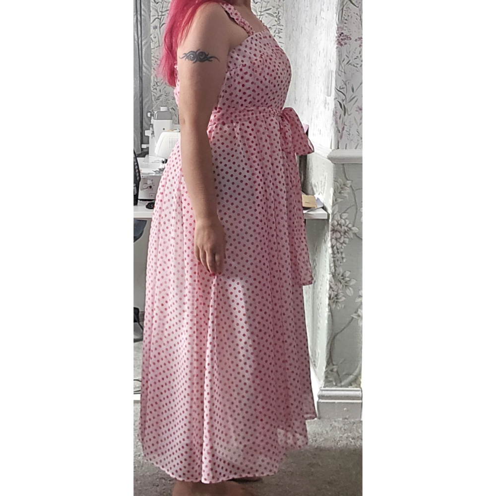 Polkadot chiffon rescue dress
