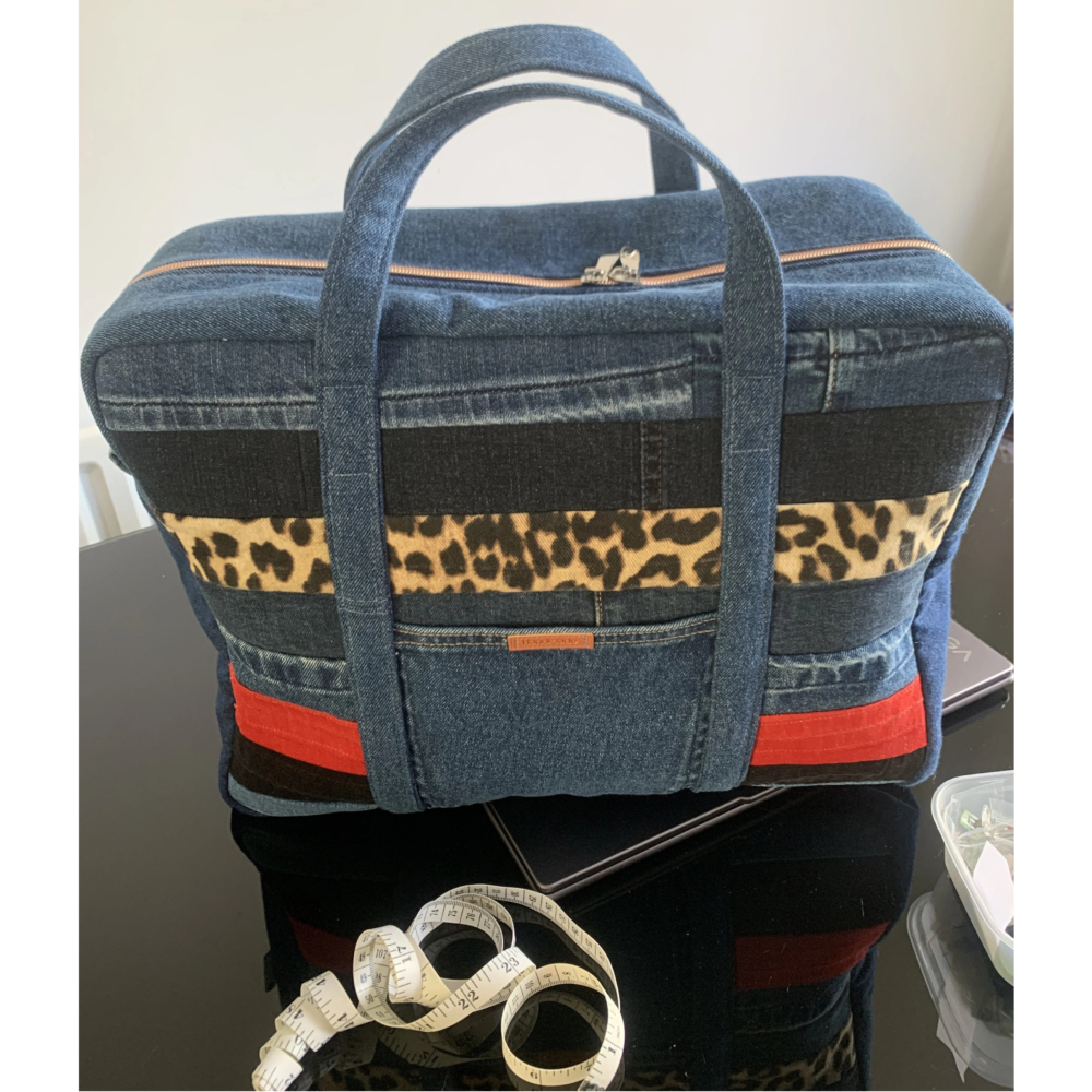 Recycled denim travel bag