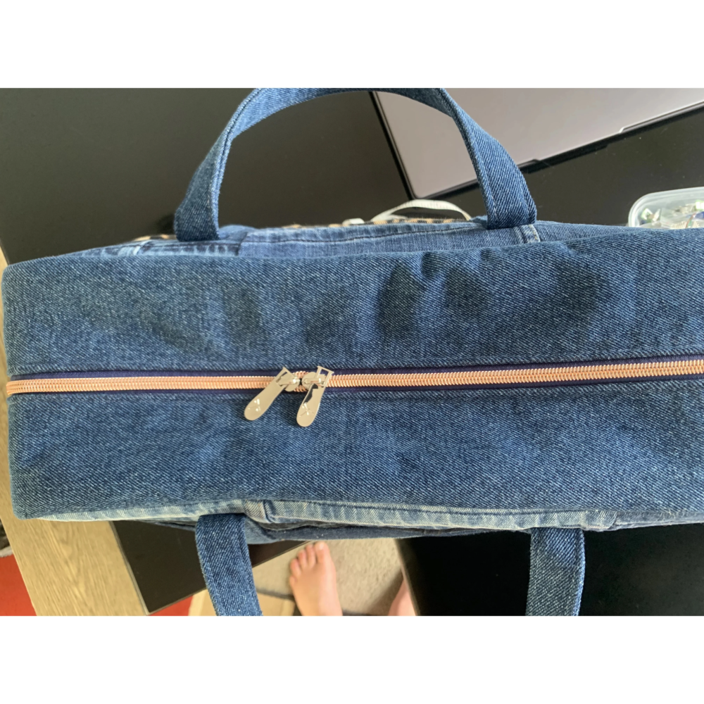 Recycled denim travel bag