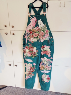 Dyed Green Parrot Dungarees