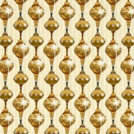 A Golden Holiday Ornaments on Cream Fabric