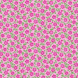 Bliss Pink Floral Vine & Dot on Pink Fabric
