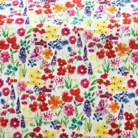 Conservatory Digital Blooms Multi on White Fabric 