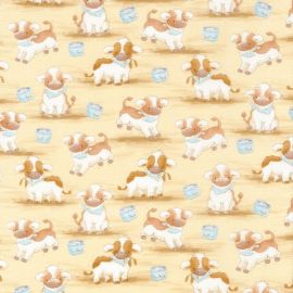 Cotton Tale Farm Cows on Tan Fabric