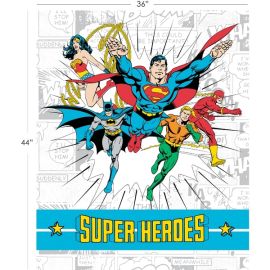 DC Comics II Super Heroes Multi in White Fabric Panel