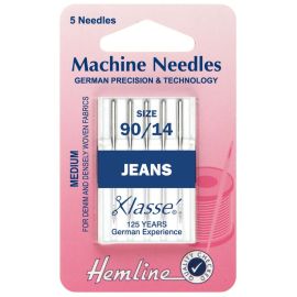Hemline H103.90 | Sewing Machine Needles | Jeans | Medium/Heavy 90/14 | 5 Pieces