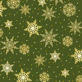 Jolly Old St Nick, Snowflakes Green Fabric