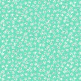 Mountain Meadow Star Flowers on Turquoise Fabric