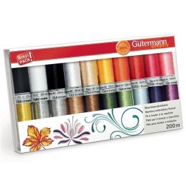 Gutermann 734003_1 | Multi Colours 200m Embroidery Thread Set 20pk