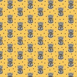 Retro Minis Grey Leopards on Gold Fabric Quilting & Patchwork