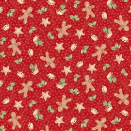 Sugar & Spice Christmas Collection on Red Fabric