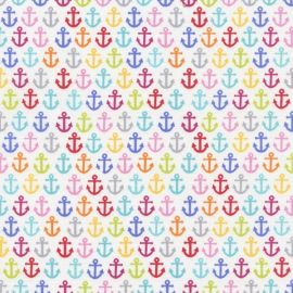 Sunkissed Swimmers Multi Anchors on White Fabric