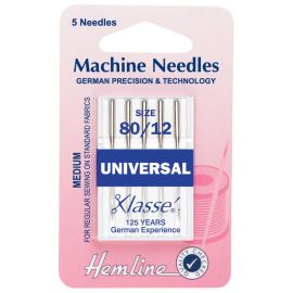 Hemline H100.80 | Sewing Machine Needles |  Universal: Medium 80/12: 5 Pieces Universal Needles