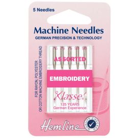 Hemline H108.99 | Sewing Machine Needles |  Embroidery: Mixed: 5 Pieces Embroidery Needles