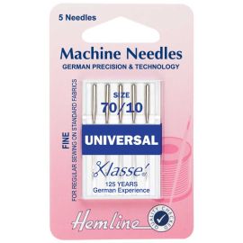 Hemline H100.70 | Sewing Machine Needles |  Universal: Fine 70/10: 5 Pieces Universal Needles
