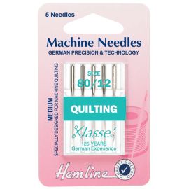 Hemline H106.80 | Sewing Machine Needles |  Quilting: Medium 80/12: 5 Pieces Quilting Needles