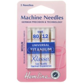 Hemline H100.T | Sewing Machine Needles |  Universal: Titanium: 3 Pieces Universal Needles