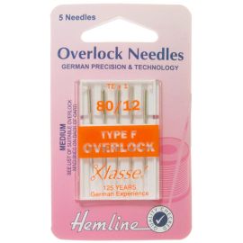 Hemline H107.F | Overlocker/Serger Machine Needles| Type F: 80/12: 5 Pieces Overlocker Needles