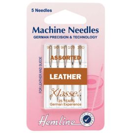 Hemline H104.99 | Sewing Machine Needles |  Leather: Mixed: 5 Pieces Leather Needles