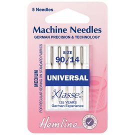 Hemline H100.90 | Sewing Machine Needles |  Universal: Medium/Heavy 90/14: 5 Pieces Universal Needles