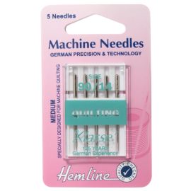 Hemline H106.90 | Sewing Machine Needles |  Quilting: Size 90/14: 5 Pieces Quilting Needles