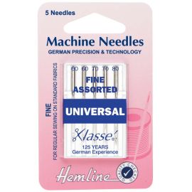 Hemline H100.991 | Sewing Machine Needles |  Universal: Mixed Fine: 5 Pieces Universal Needles