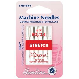 Hemline H102.90 | Sewing Machine Needles |  Stretch: Heavy 90/14: 5 Pieces Stretch Needles