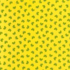 Green Tossed Frogs on Yellow Fabric