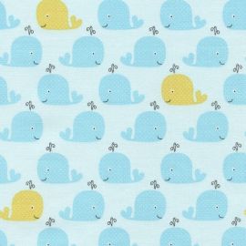 Whales on Sky Fabric