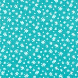 Yeti For Winter Snowflakes on Turquoise Flannel Fabric